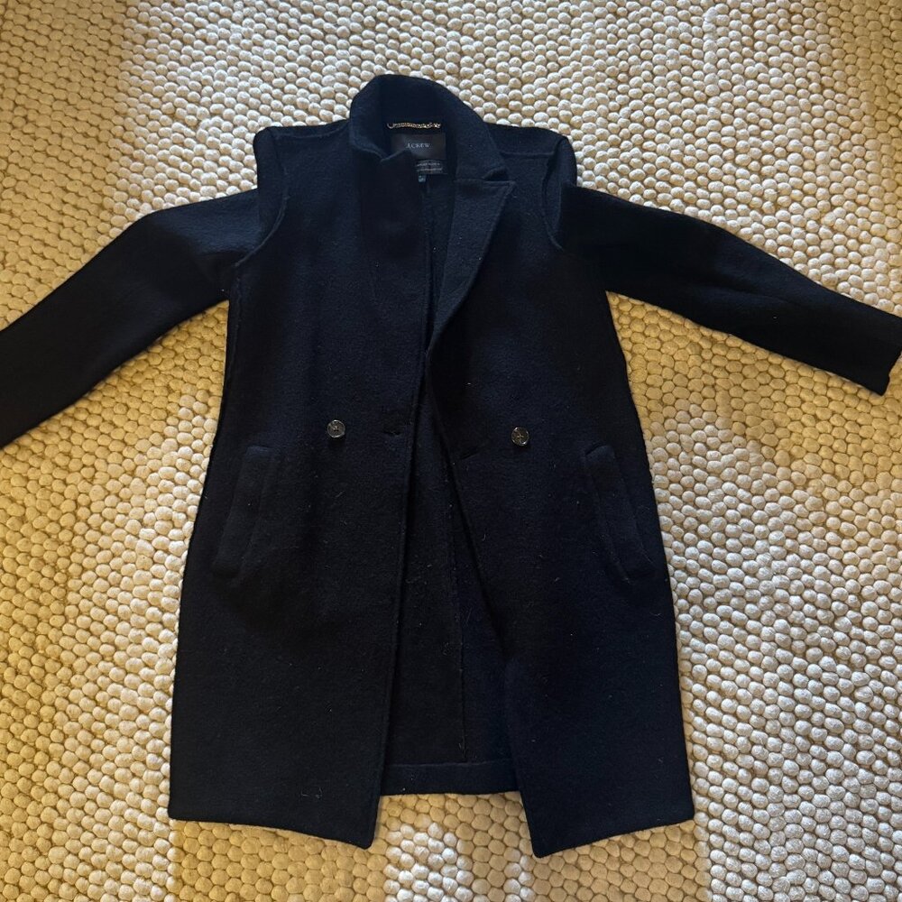 J.Crew Italian Boiled Wool Daphn Topcoat Jacket Womens Black Size 4